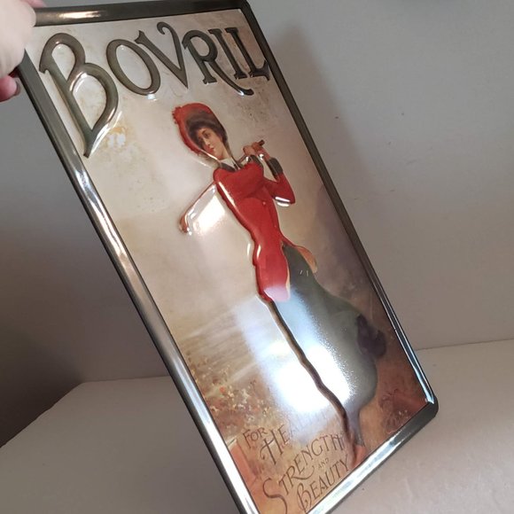 New VINTAGE Sturdy Metal Tin Sign Europe Woman Playing Golf BOVRIL - Picture 11 of 12